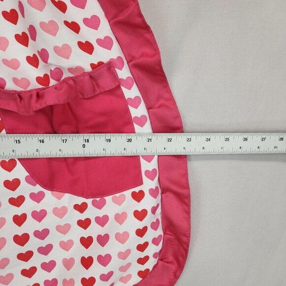 Pink Hearts and Ruffles Half Apron Pockets Cooking Kitchen Valentines Baking - Picture 4 of 5